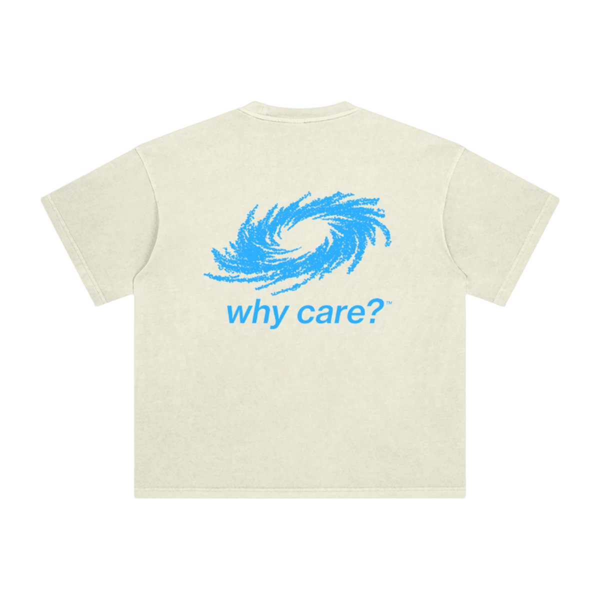 Why Care? graphic tee in Apricot, back view with print