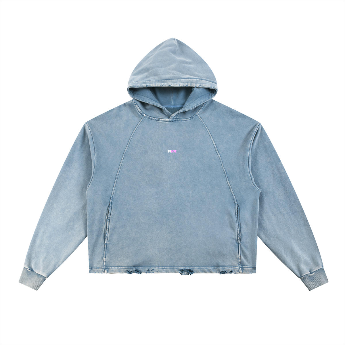 Overpass frayed hoodie in Blue, front view