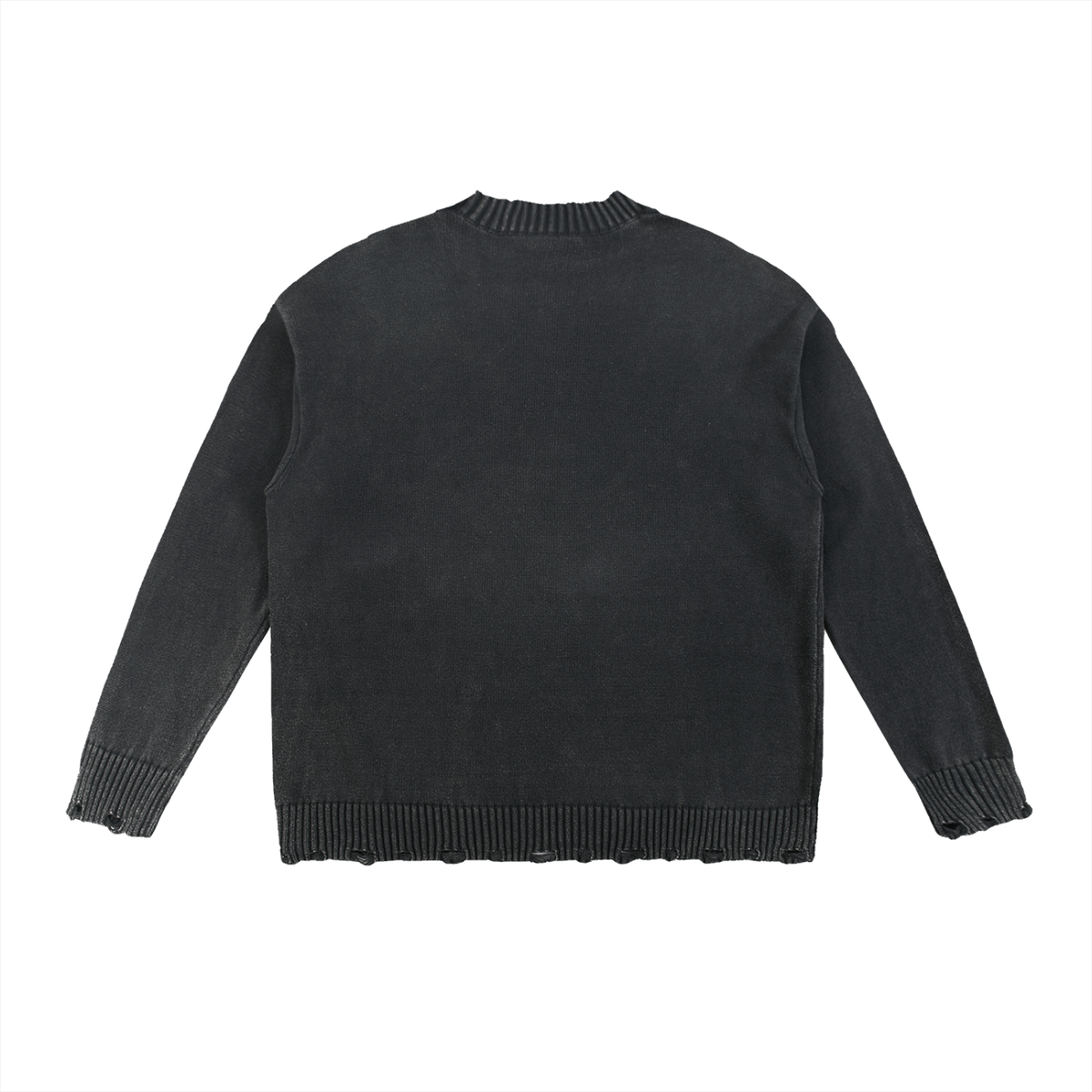 Hand-Frayed Oversized Sweater in black, back