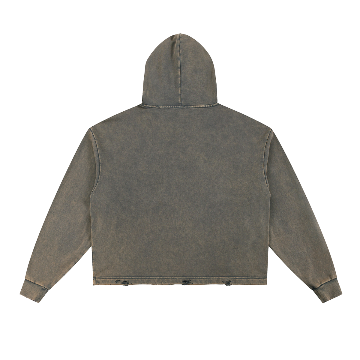 Overpass frayed hoodie in Gray, back view