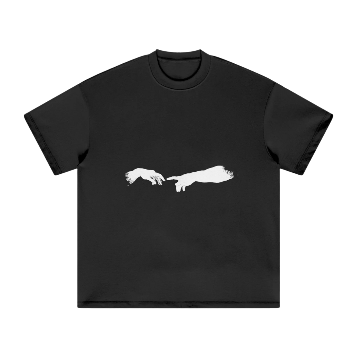 Creation of Adam graphic tee in Black, front view with print