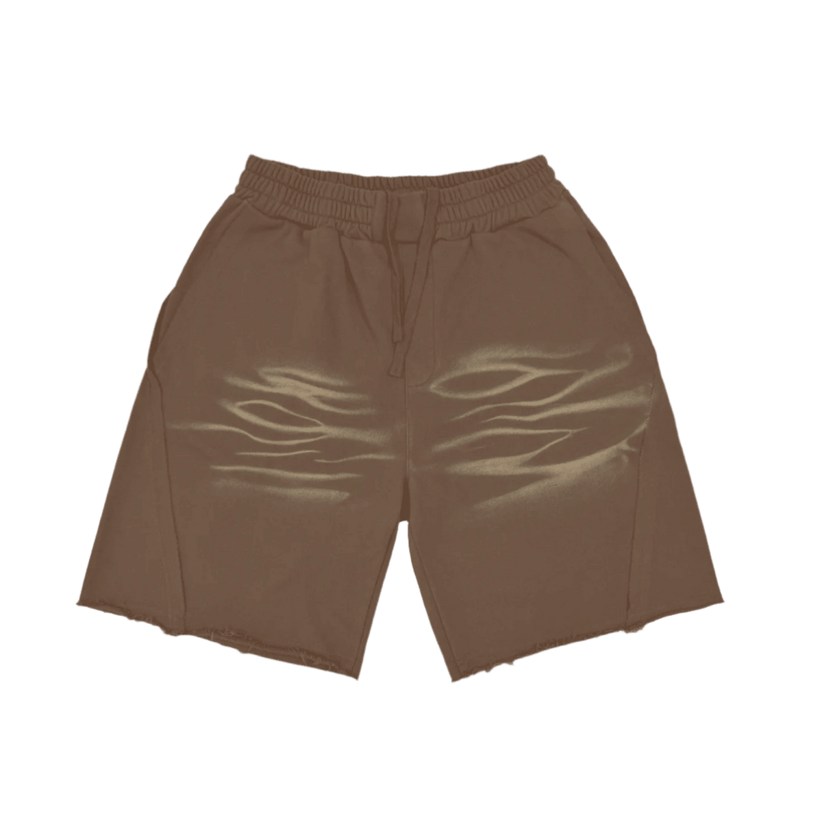 Tiger stripe shorts in Coffee, front view with stripe print