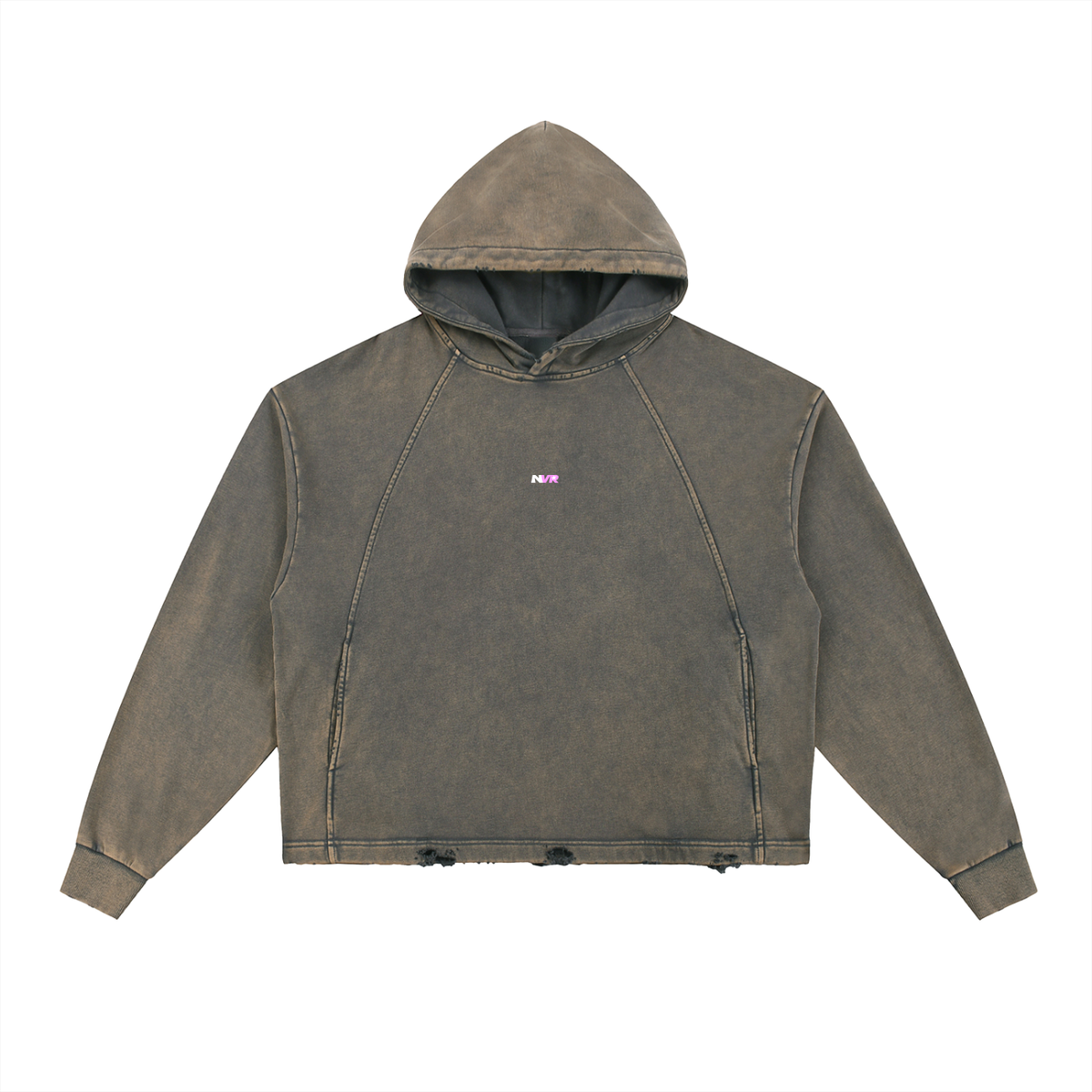 Overpass frayed hoodie in Gray, front view