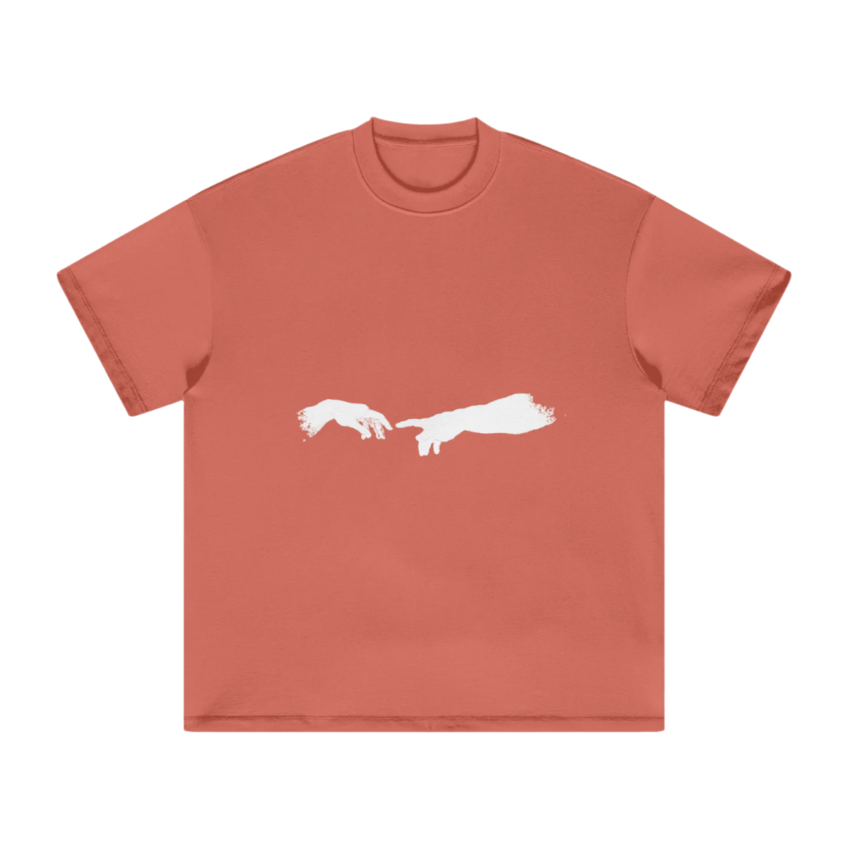 Creation of Adam graphic tee in Watermelon Red, front view with print