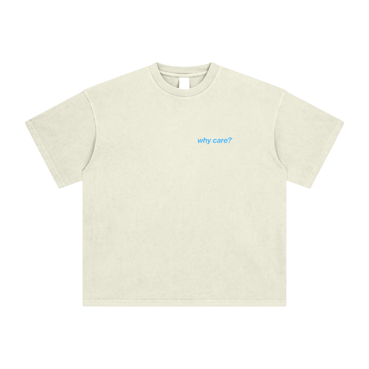 Why Care? graphic tee in Apricot, front view