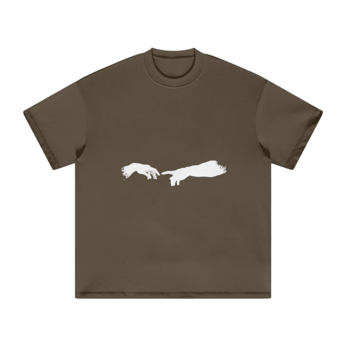 Creation of Adam graphic tee in Brown, front view with print