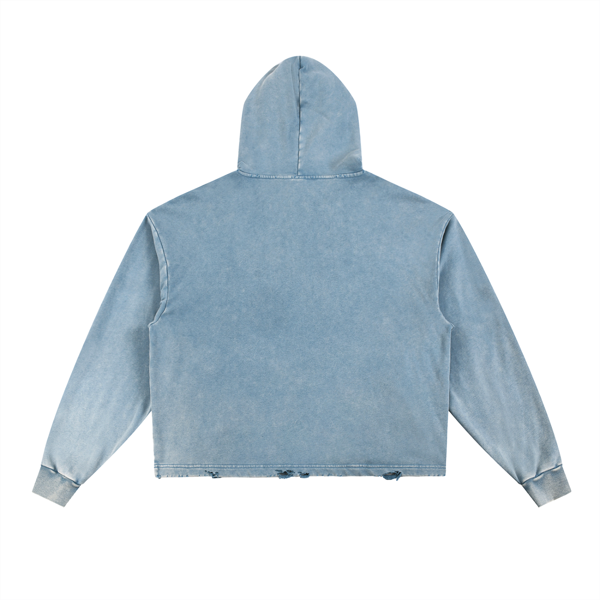 Overpass frayed hoodie in Blue, back view