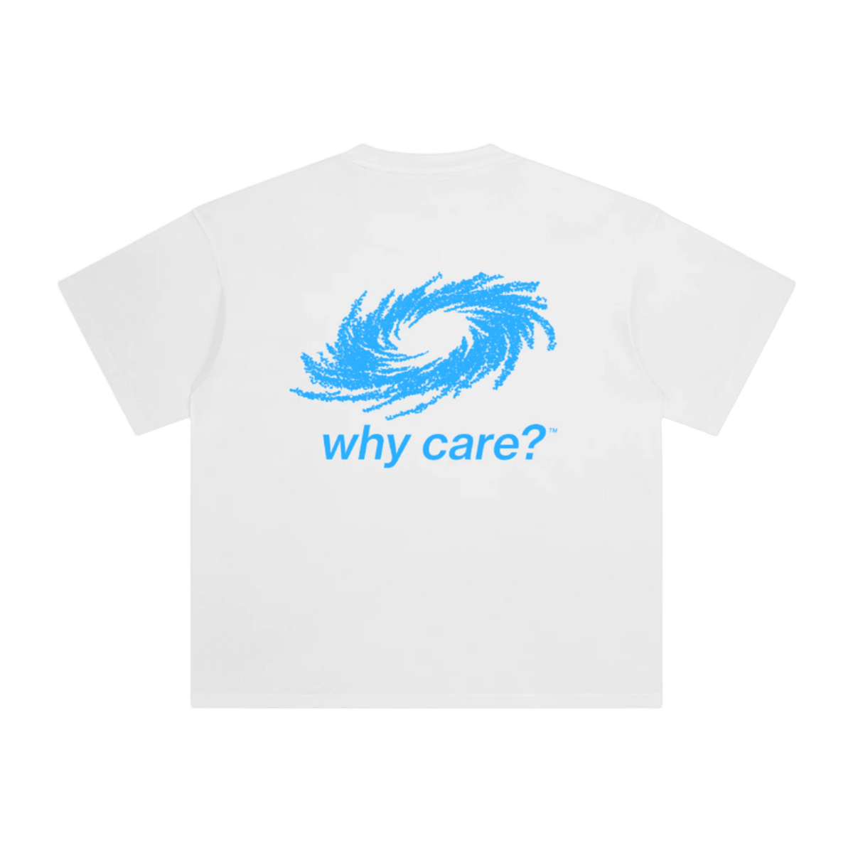 Why Care? graphic tee in White, back view with print