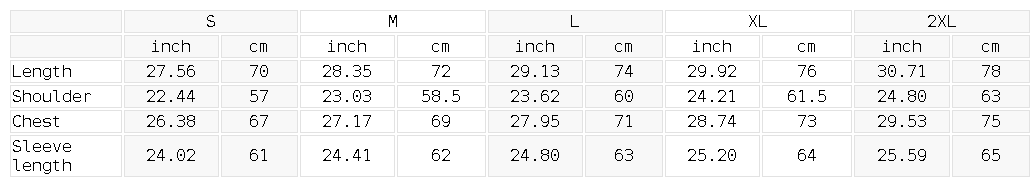 NVR Star Frayed Hoodie size chart in inches and cm
