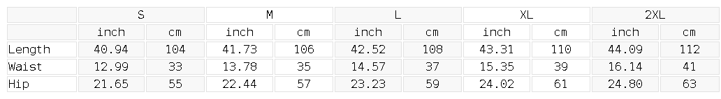 NVR Star Sweatpants size chart in inches and cm